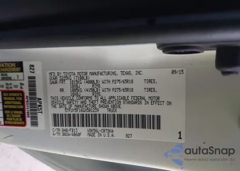 2016 Toyota Tundra Sr5 5.7L V8 from USA, damaged, VIN 5TFUY5F16GX501239